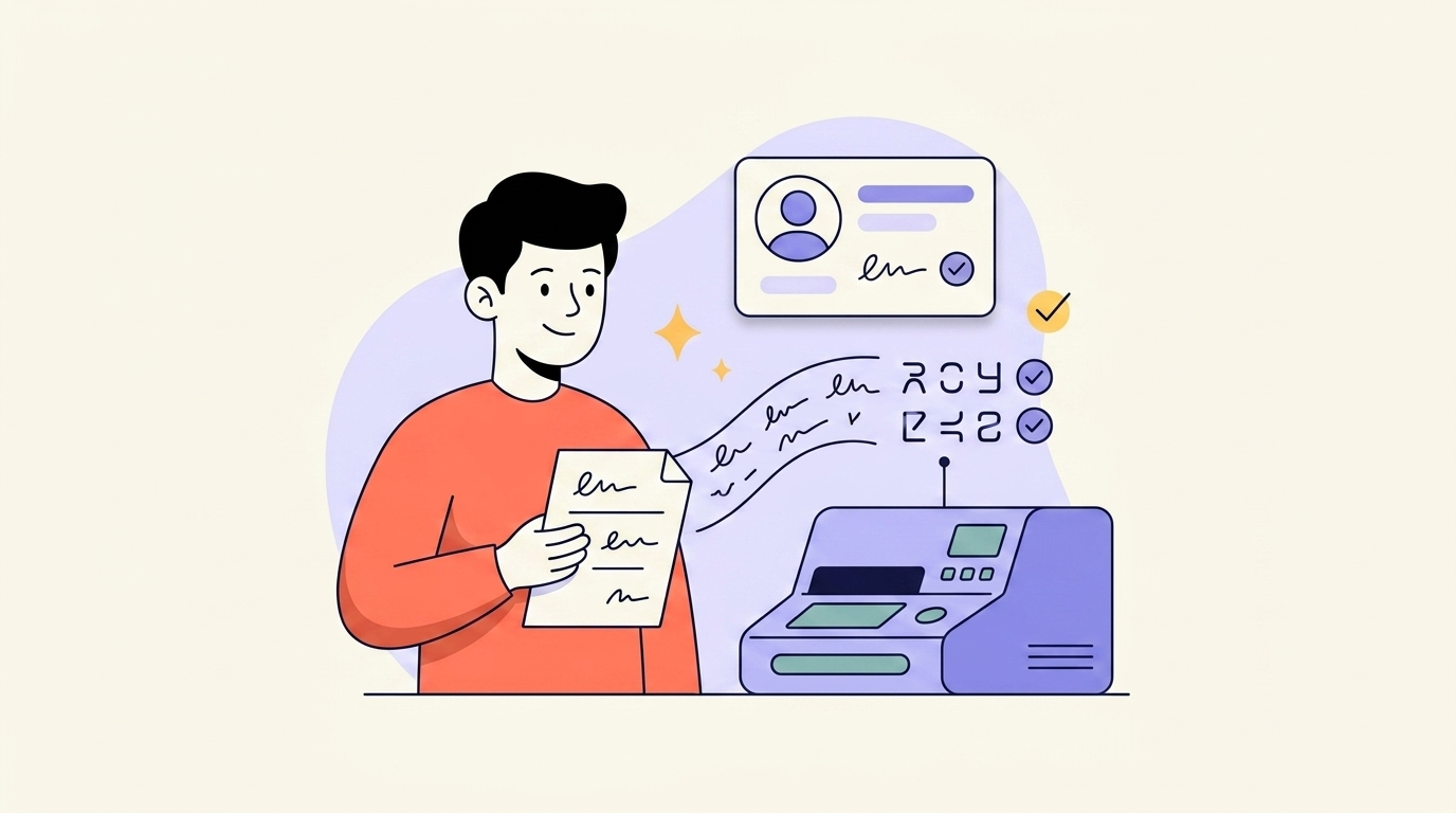 ICR intelligent character recognition handwriting illustration